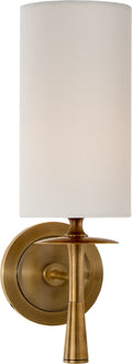 Drunmore Single Sconce | Hand-Rubbed Antique Brass | Linen Shade