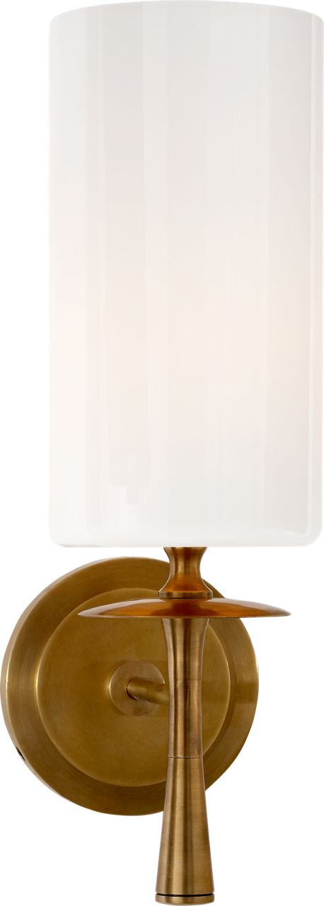 Drunmore Single Sconce | Hand-Rubbed Antique Brass | White Glass Shade
