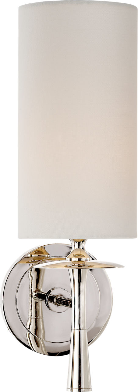 Drunmore Single Sconce | Polished Nickel | Linen Shade