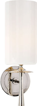 Drunmore Single Sconce | Polished Nickel | White Glass Shade