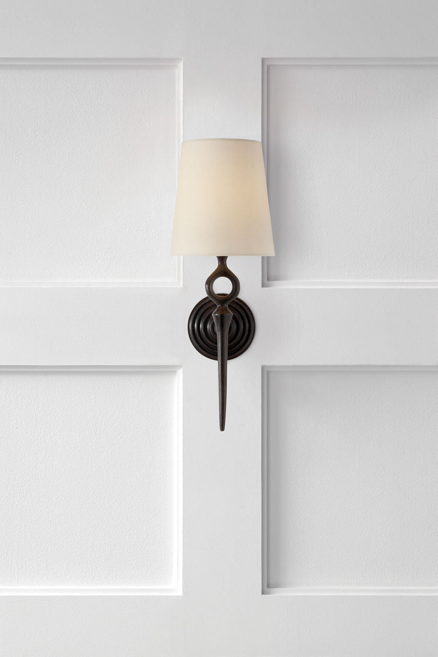 Bristol Single Sconce | Aged Iron | Linen Shade