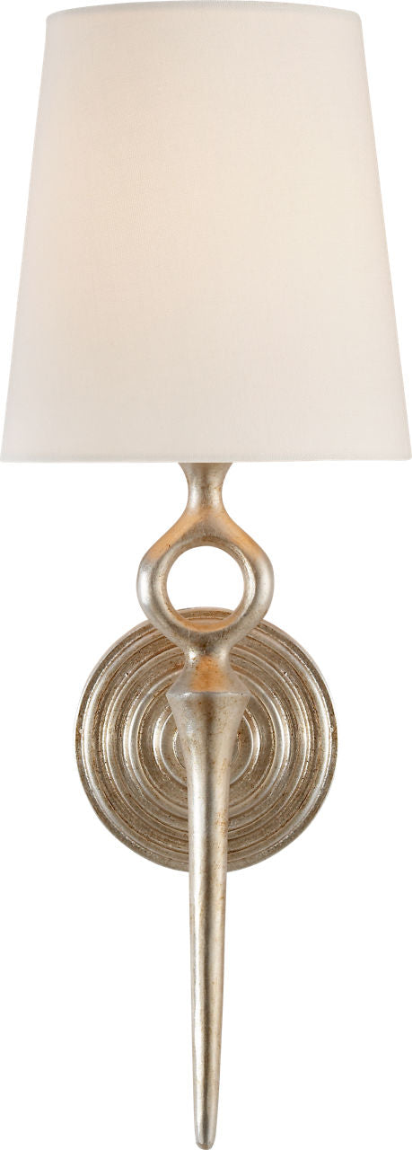 Bristol Single Sconce | Burnished Silver Leaf | Linen Shade