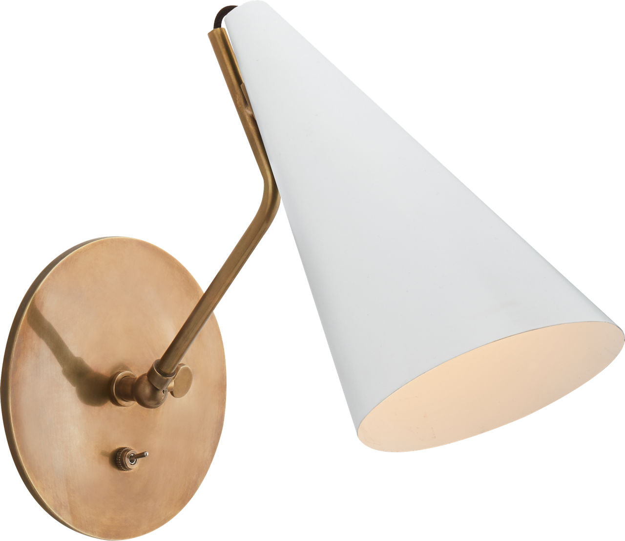 Clemente Wall Light | Hand-Rubbed Antique Brass | White