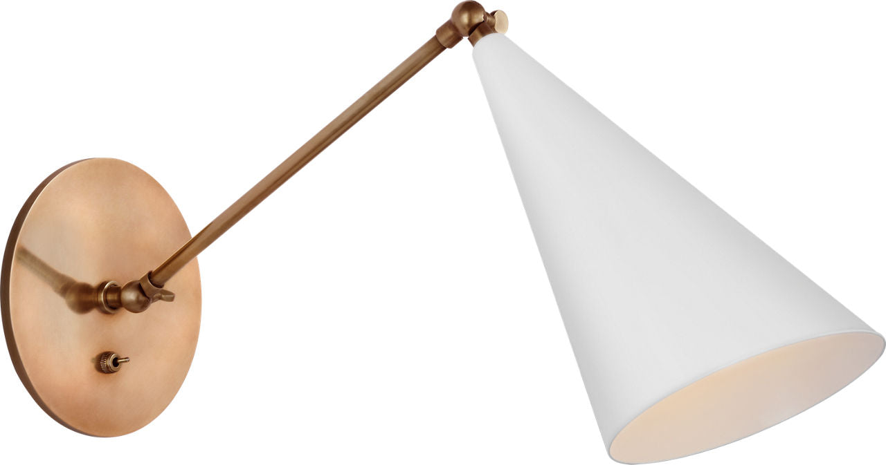 Clemente Single Arm Library Sconce | White