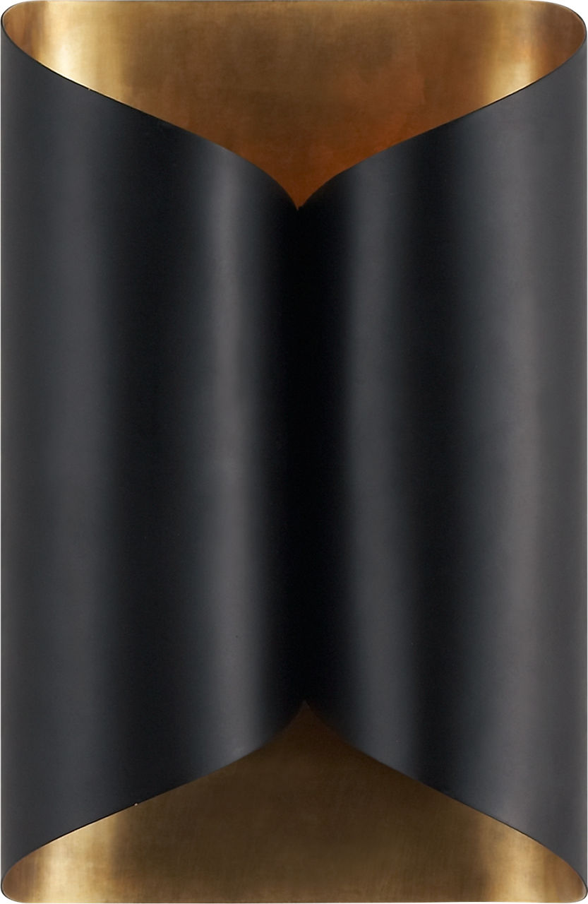 Selfoss Sconce | Black and Hand-Rubbed Antique Brass Interior