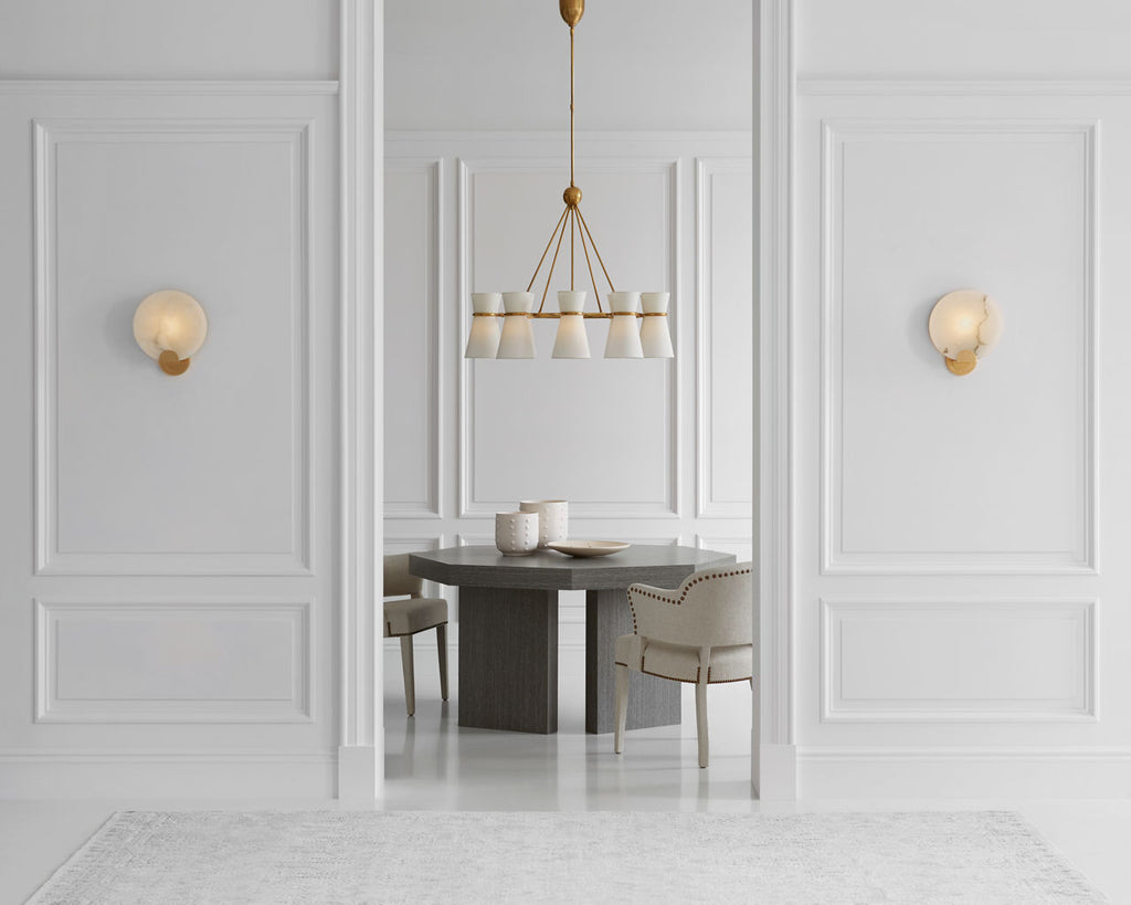 Iveala Single Sconce | Hand-Rubbed Antique Brass | Alabaster Shade