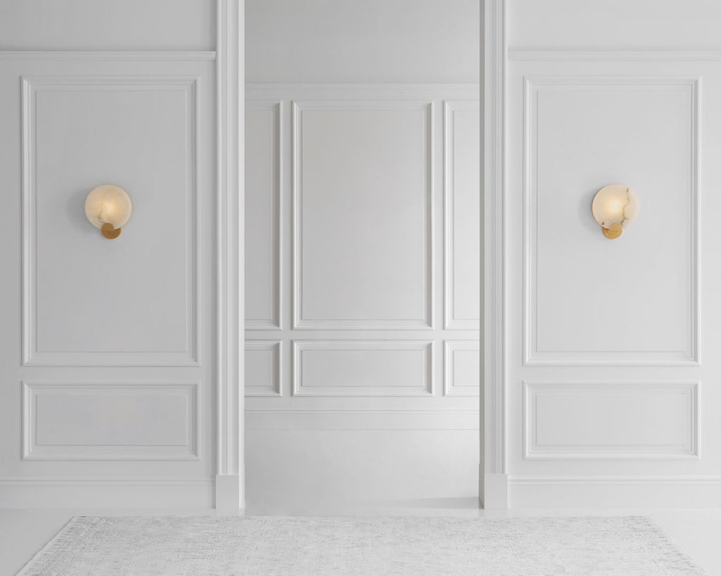 Iveala Single Sconce | Hand-Rubbed Antique Brass | Alabaster Shade