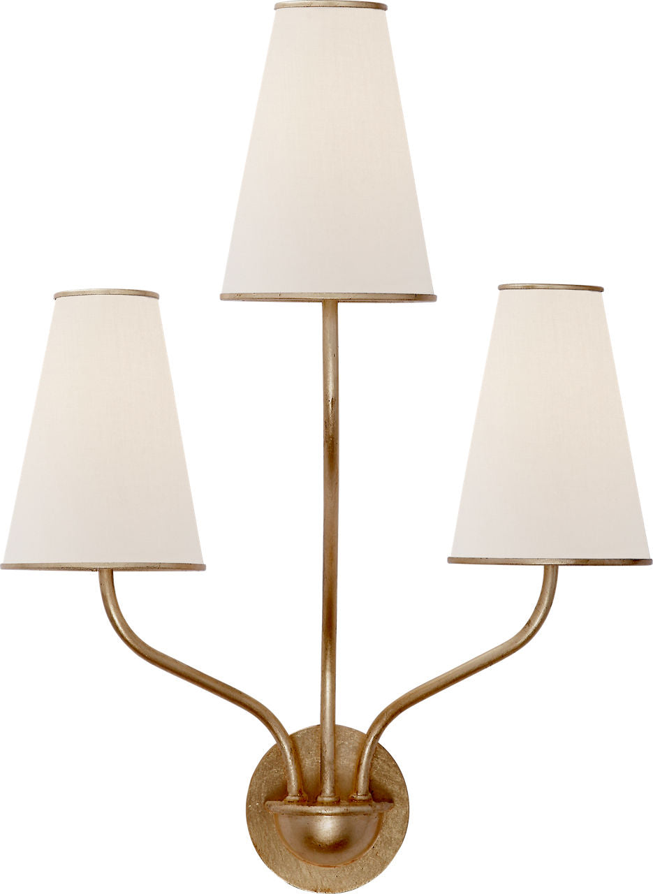 Montreuil Small Wall Sconce | Gild | Linen Shades
