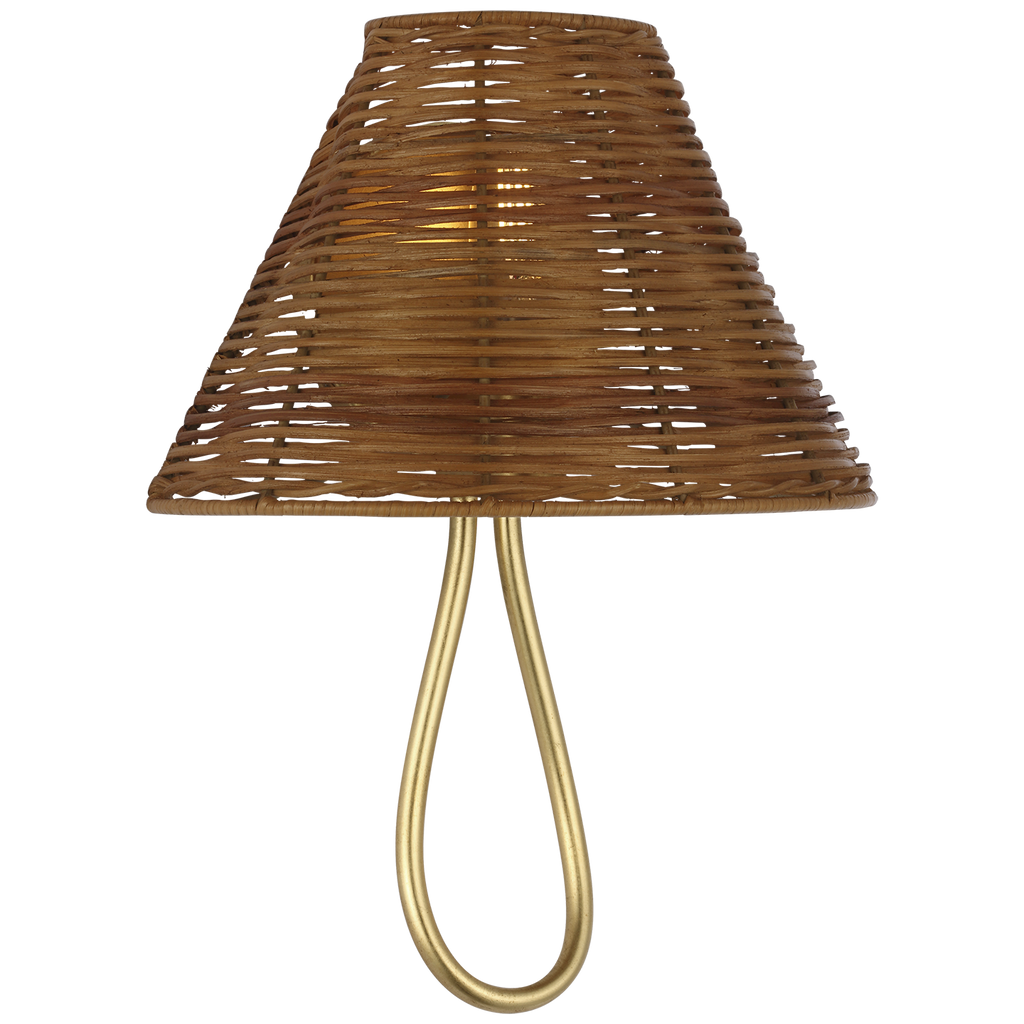 Jeanne 10" Single Sconce | Gild | Natural Wicker Shade