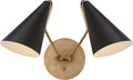 Clemente Double Sconce | Hand-Rubbed Antique Brass | Matte Black Shades