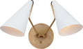 Clemente Double Sconce | Hand-Rubbed Antique Brass | Matte White Shades