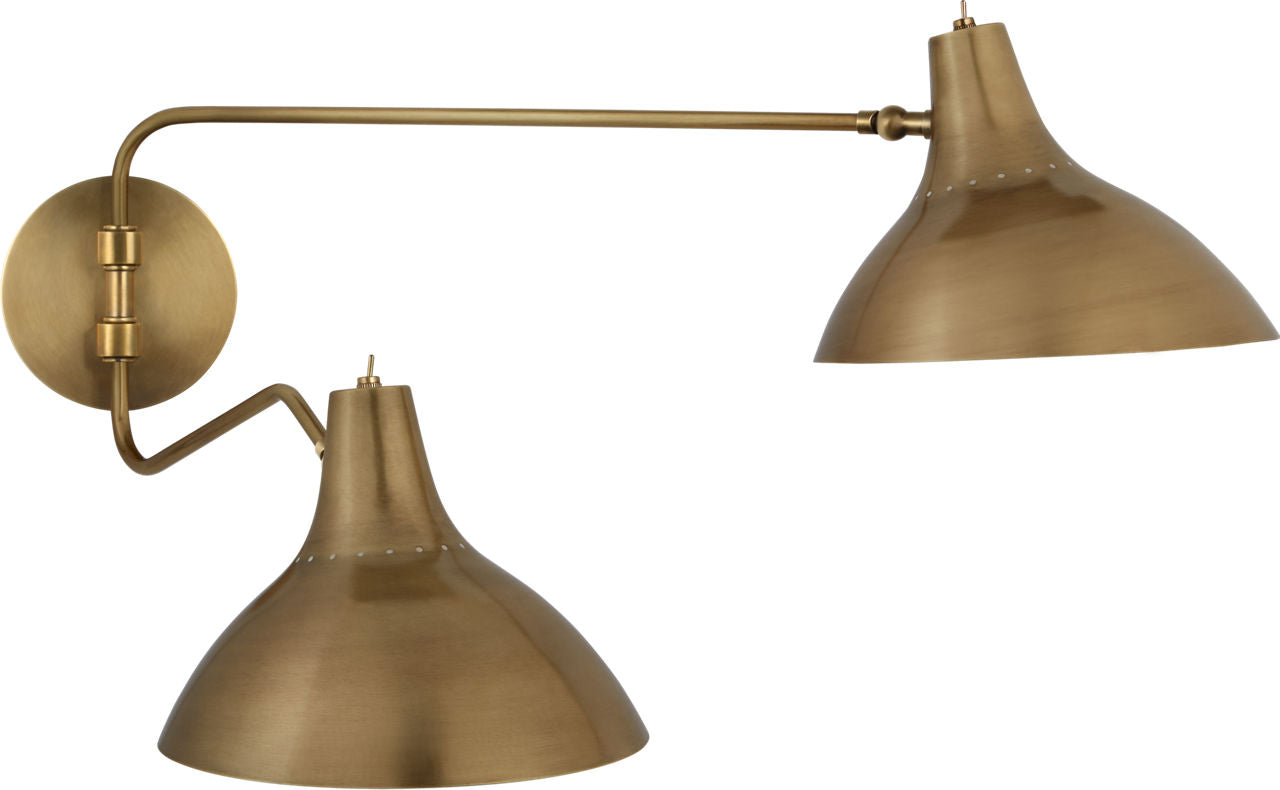 Charlton Medium Double Wall Light | Hand-Rubbed Antique Brass