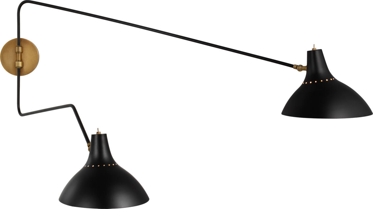 Charlton Large Double Wall Light | Black