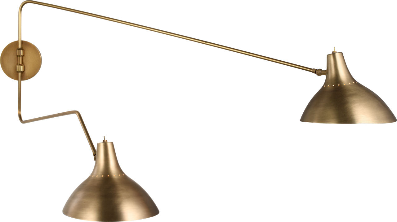 Charlton Large Double Wall Light | Hand-Rubbed Antique Brass