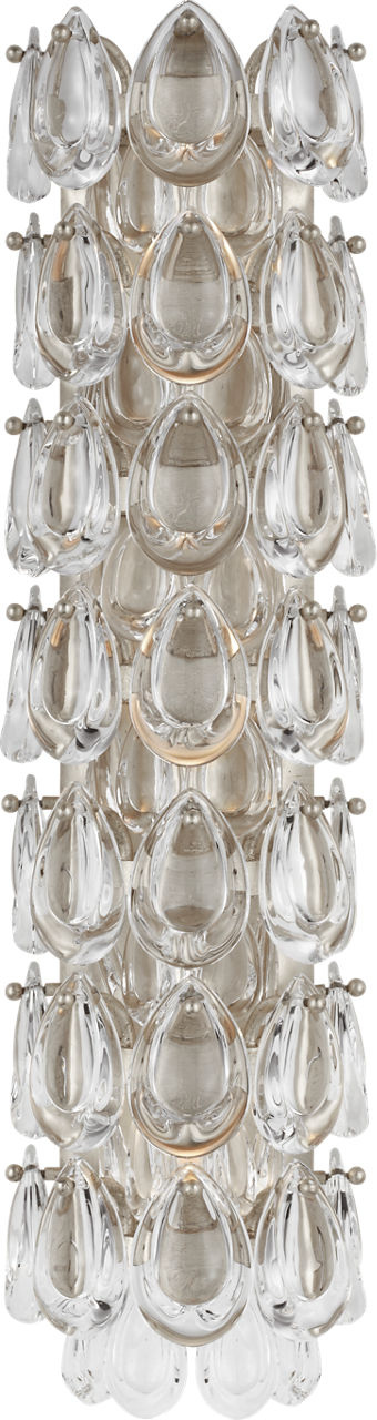 Liscia 22" Sconce | Burnished Silver Leaf | Crystal