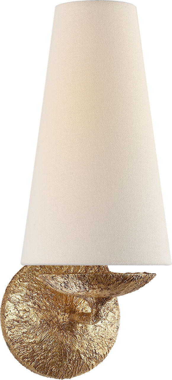 Fontaine Single Sconce | Gilded Plaster | Linen Shade