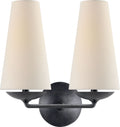Fontaine Double Sconce | Aged Iron | Linen Shades
