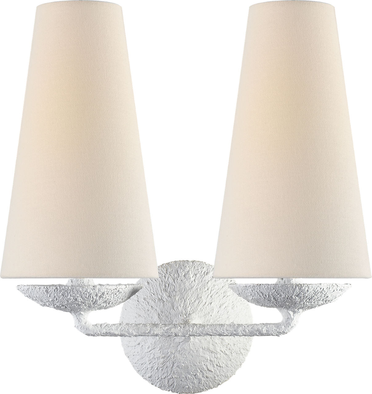 Fontaine Double Sconce | Plaster | Linen Shades