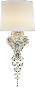 Claret Tail Sconce | Burnished Silver Leaf | Linen Shade
