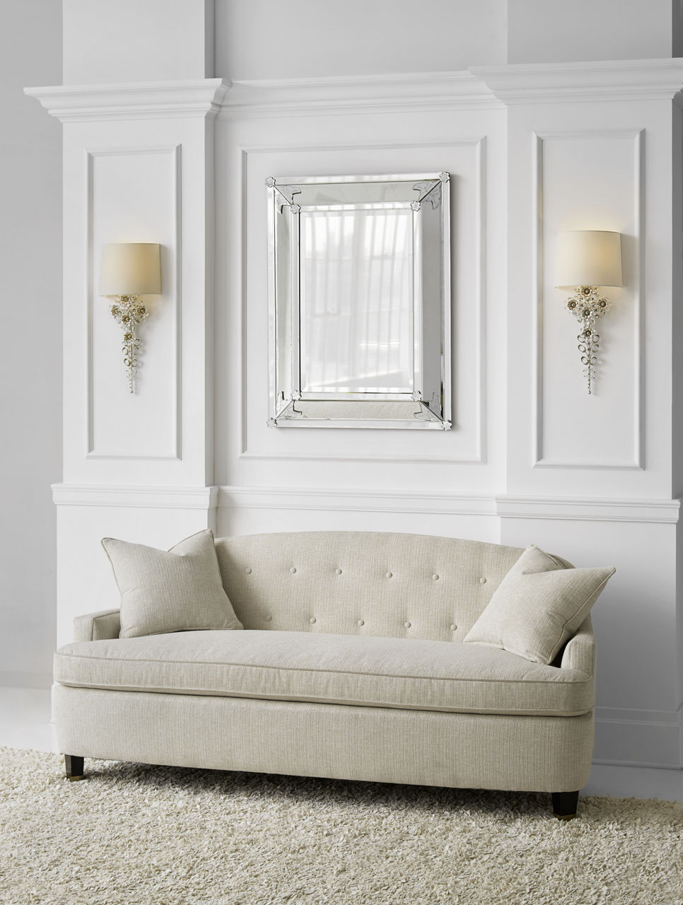 Claret Tail Sconce | Burnished Silver Leaf | Linen Shade