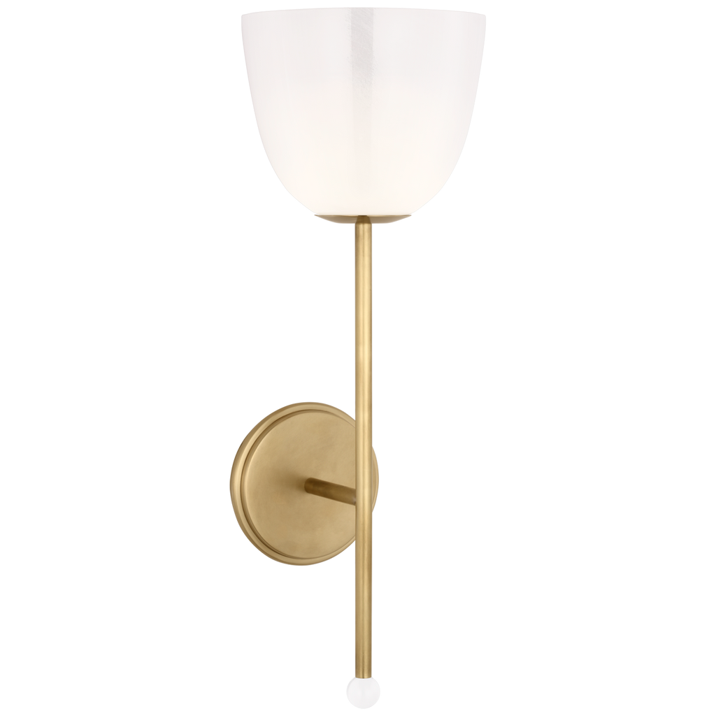 Brisa 20" Torch Sconce | Hand-Rubbed Antique Brass | White Strie Glass Shade