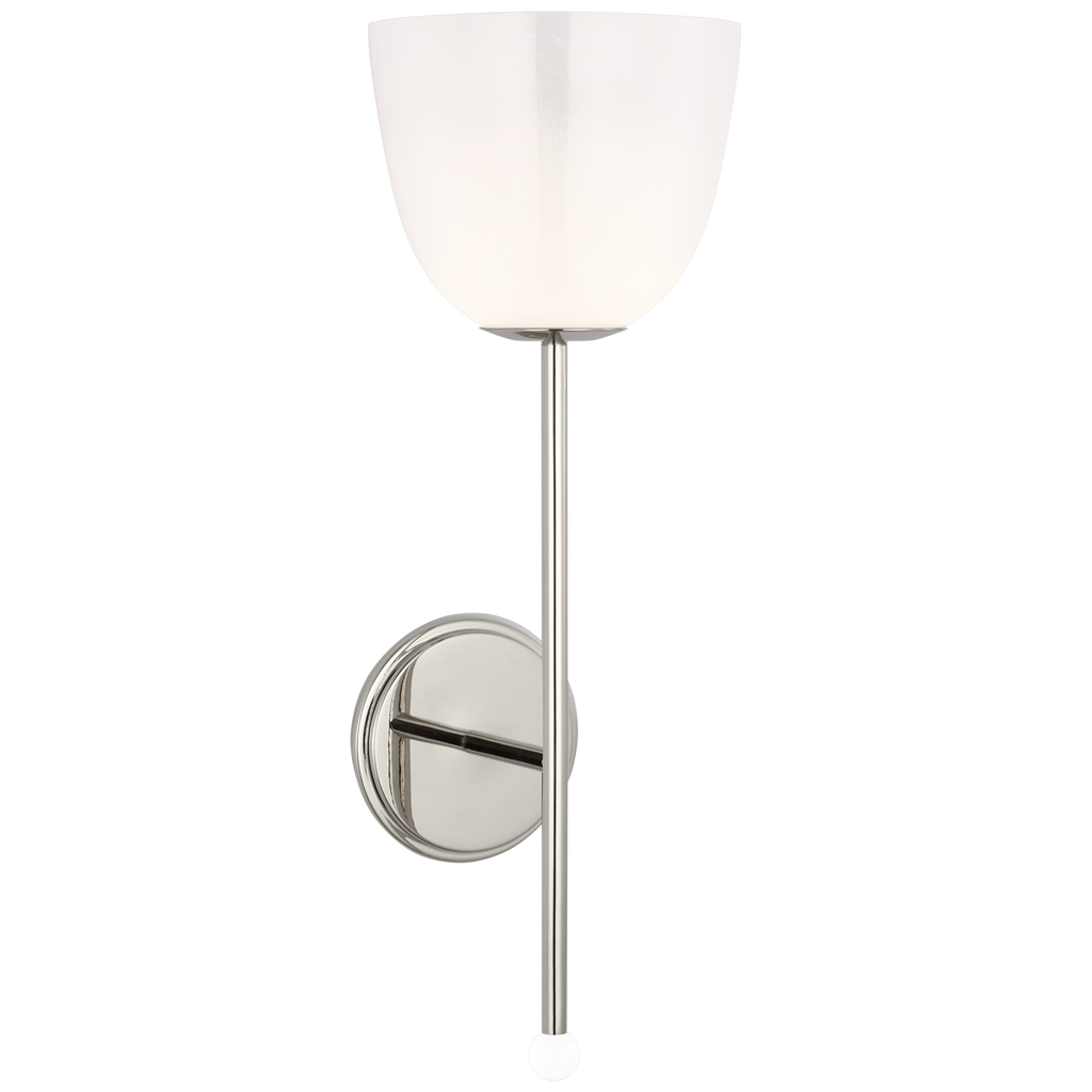 Brisa 20" Torch Sconce | Polished Nickel | White Strie Glass Shade