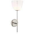 Brisa 20" Torch Sconce | Polished Nickel | White Strie Glass Shade