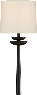 Beaumont Medium Tail Sconce | Aged Iron | Linen Shade