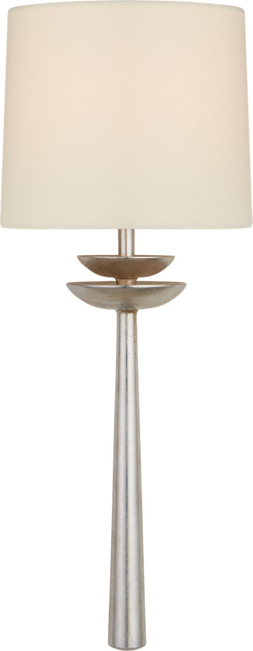 Beaumont Medium Tail Sconce | Burnished Silver Leaf | Linen Shade