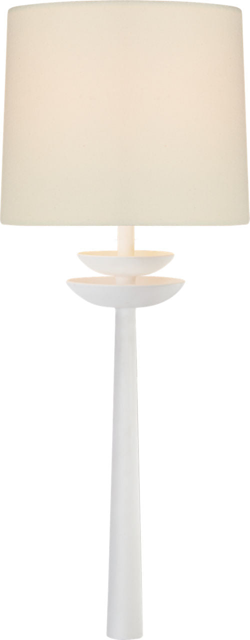 Beaumont Medium Tail Sconce | White | Linen Shade