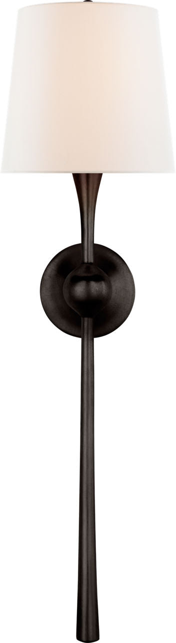 Dover Large Tail Sconce | Aged Iron | Linen Shade