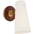 Olina 10" Sconce | Hand-Rubbed Antique Brass and Mahogany | Linen Shade