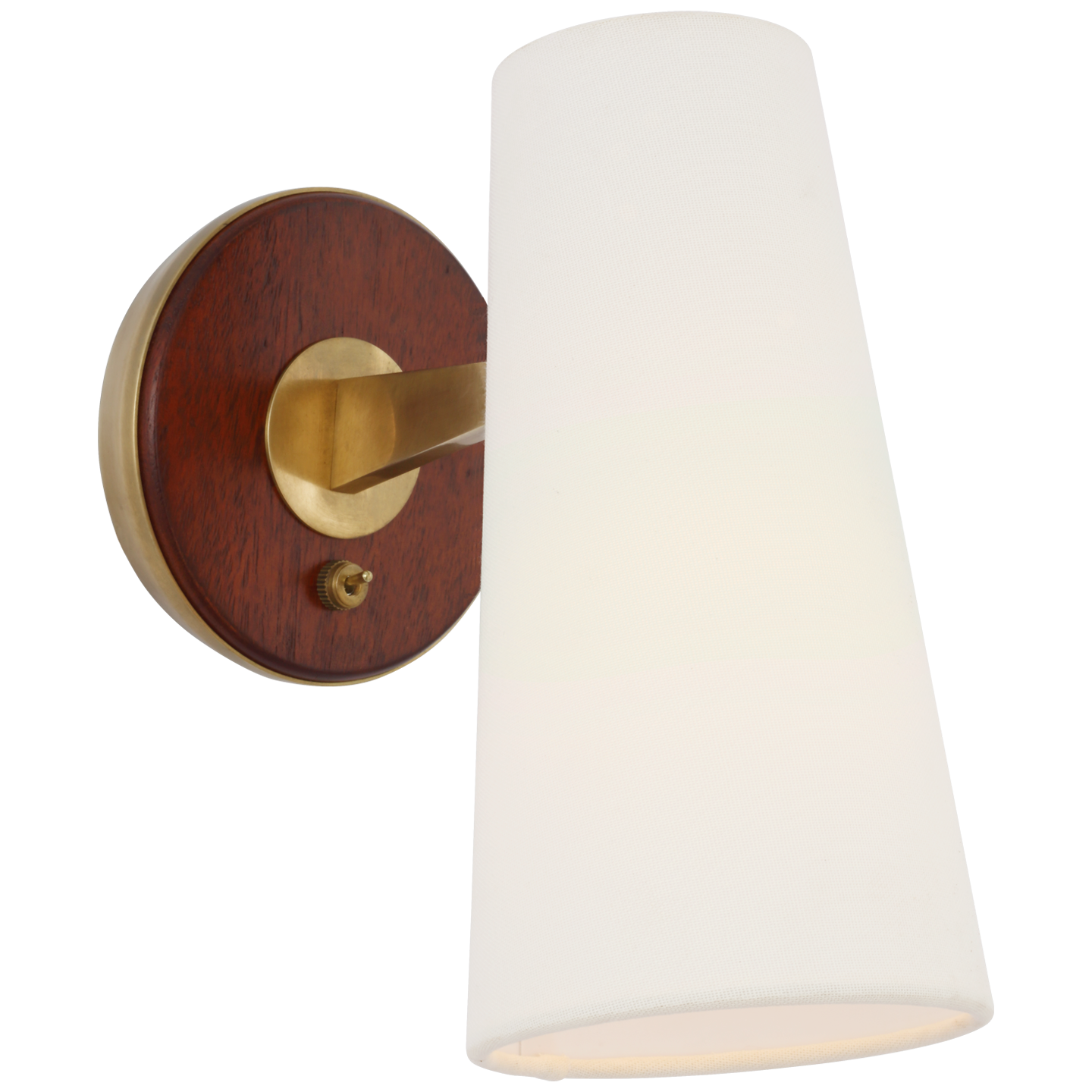 Olina 10" Sconce | Hand-Rubbed Antique Brass and Mahogany | Linen Shade