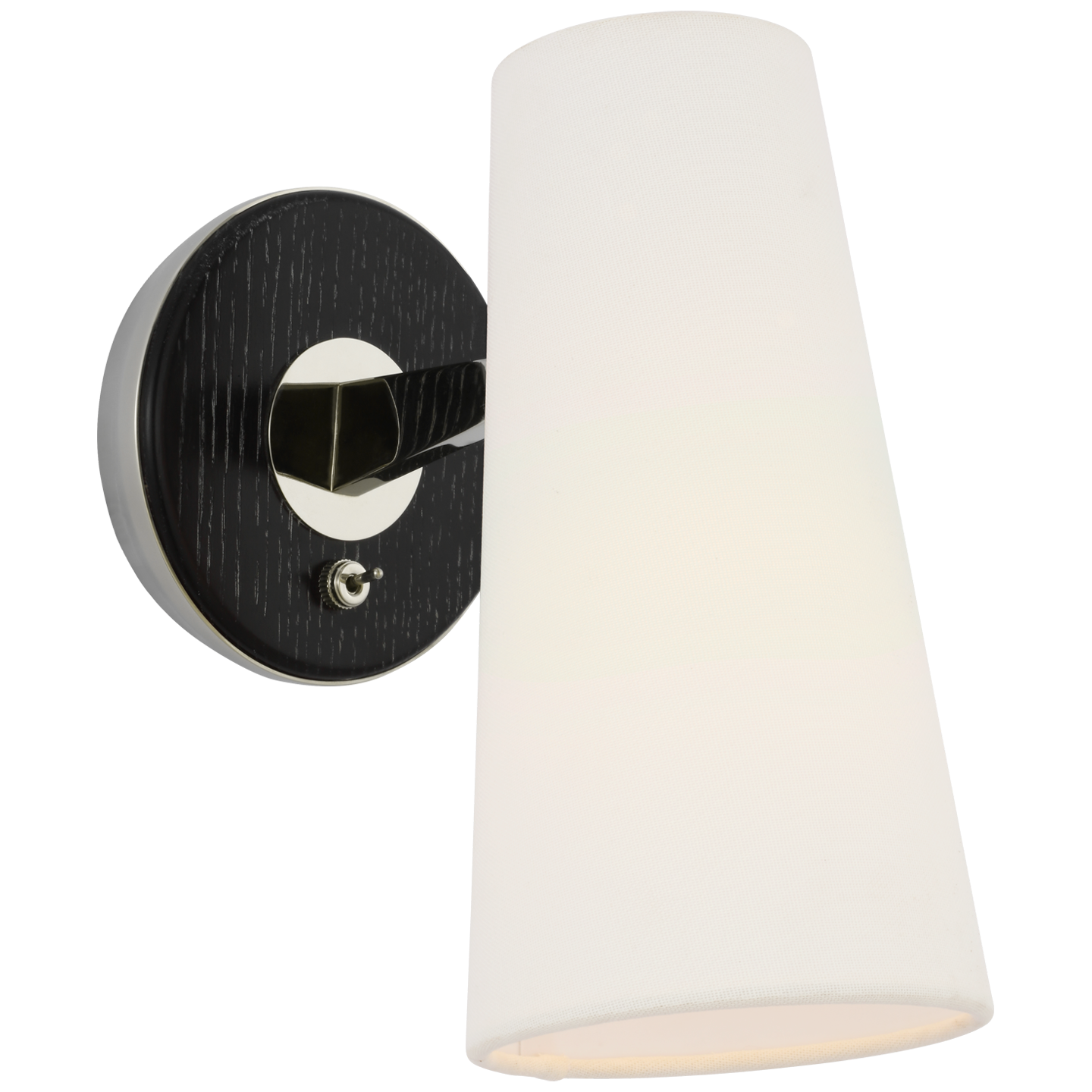 Olina 10" Sconce | Polished Nickel and Ebony | Linen Shade