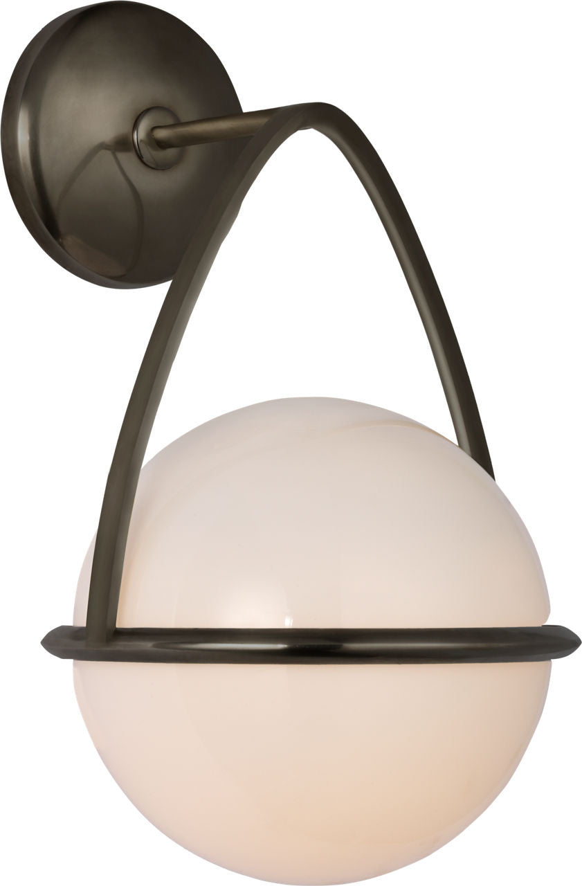 Lisette Bracketed Sconce | Bronze | White Glass