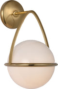 Lisette Bracketed Sconce | Hand-Rubbed Antique Brass | White Glass