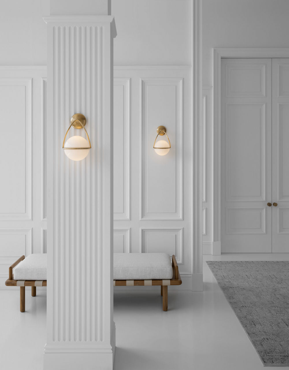 Lisette Bracketed Sconce | Hand-Rubbed Antique Brass | White Glass