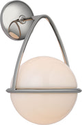 Lisette Bracketed Sconce | Polished Nickel | White Glass