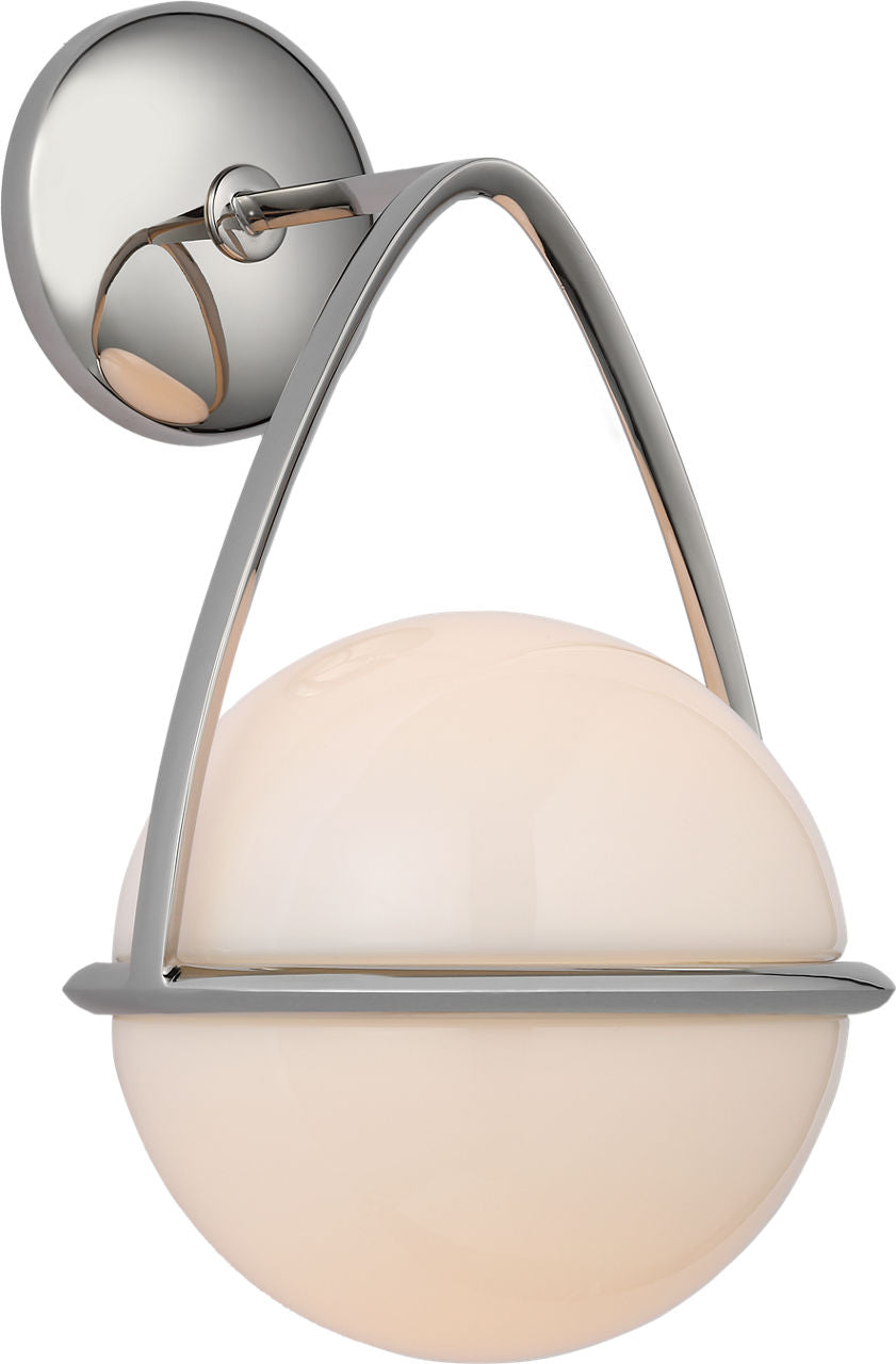 Lisette Bracketed Sconce | Polished Nickel | White Glass