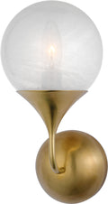Cristol Small Single Sconce | Hand-Rubbed Antique Brass | White Glass