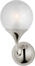 Cristol Small Single Sconce | Polished Nickel | White Glass