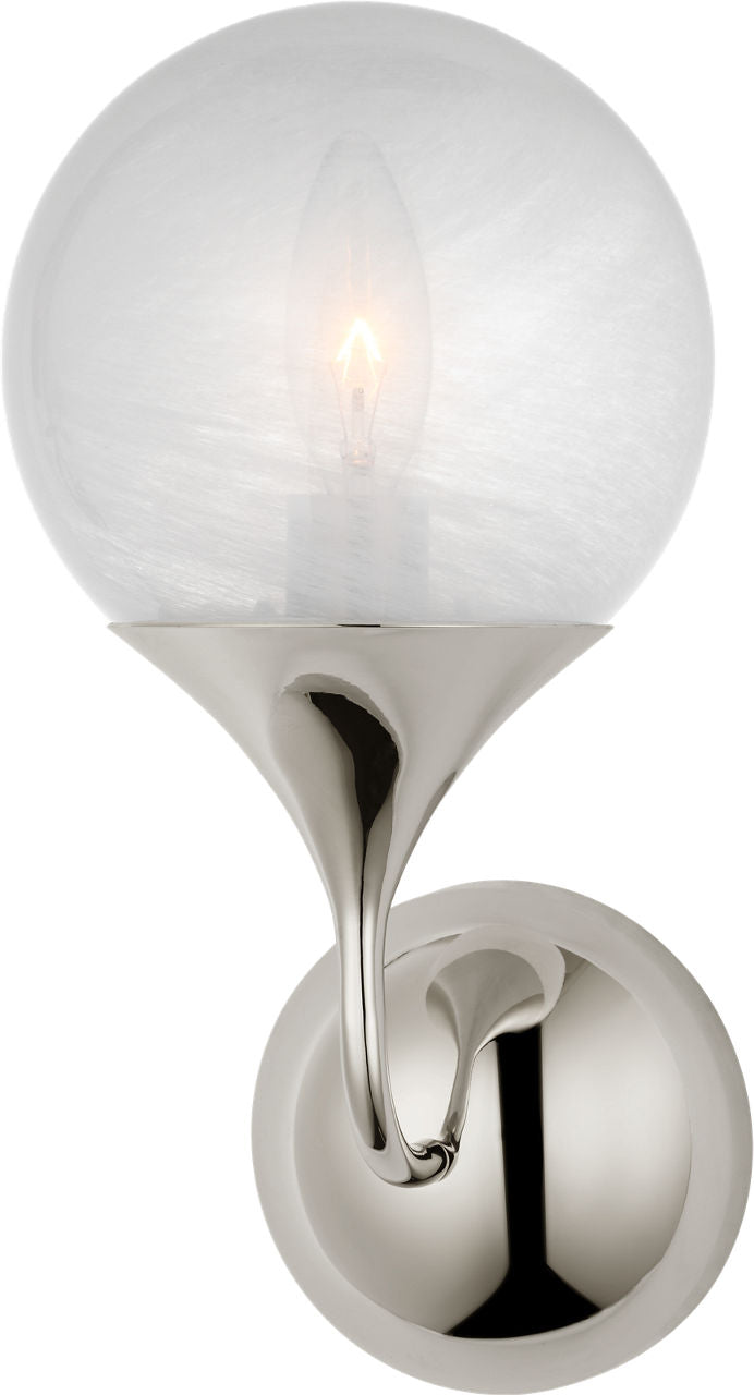 Cristol Small Single Sconce | Polished Nickel | White Glass