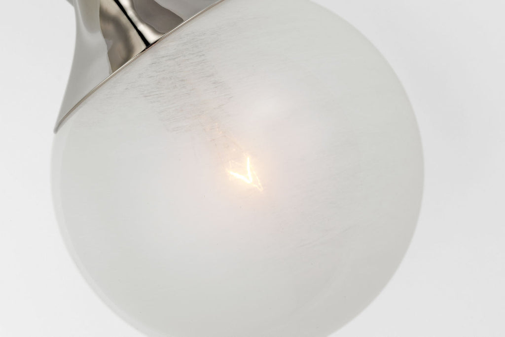 Cristol Small Double Sconce | Polished Nickel | White Glass
