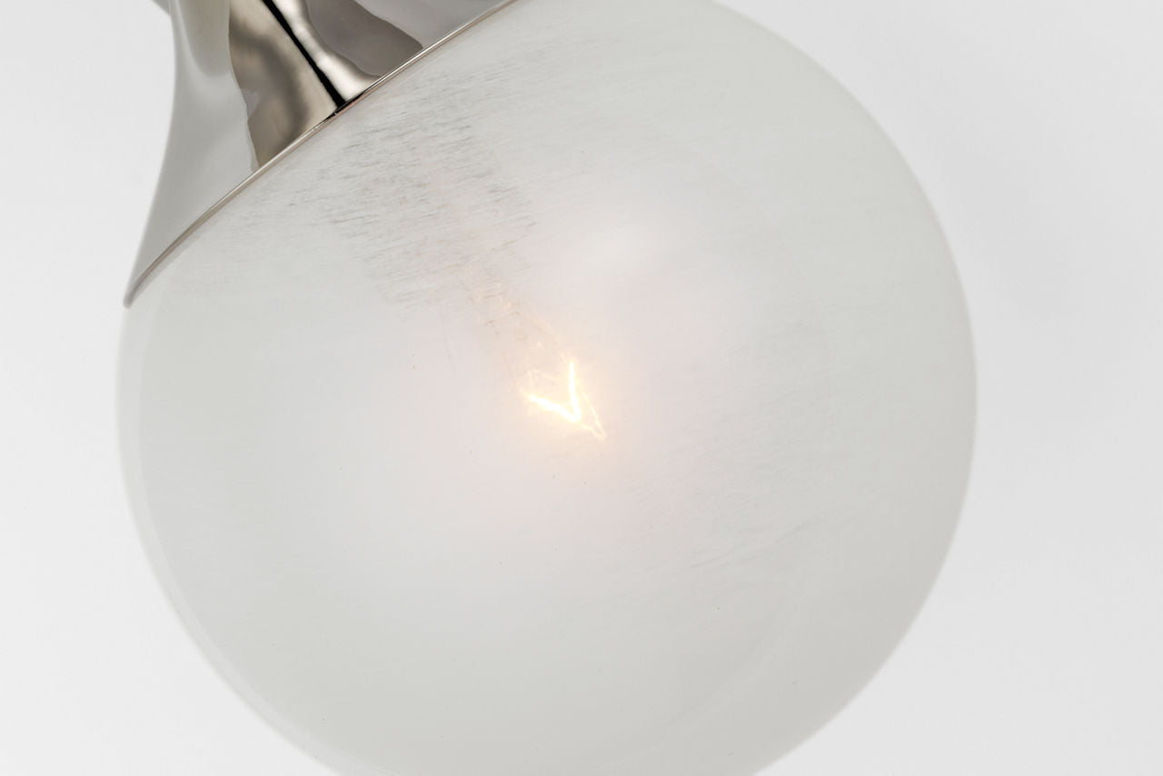 Cristol Small Double Sconce | Polished Nickel | White Glass