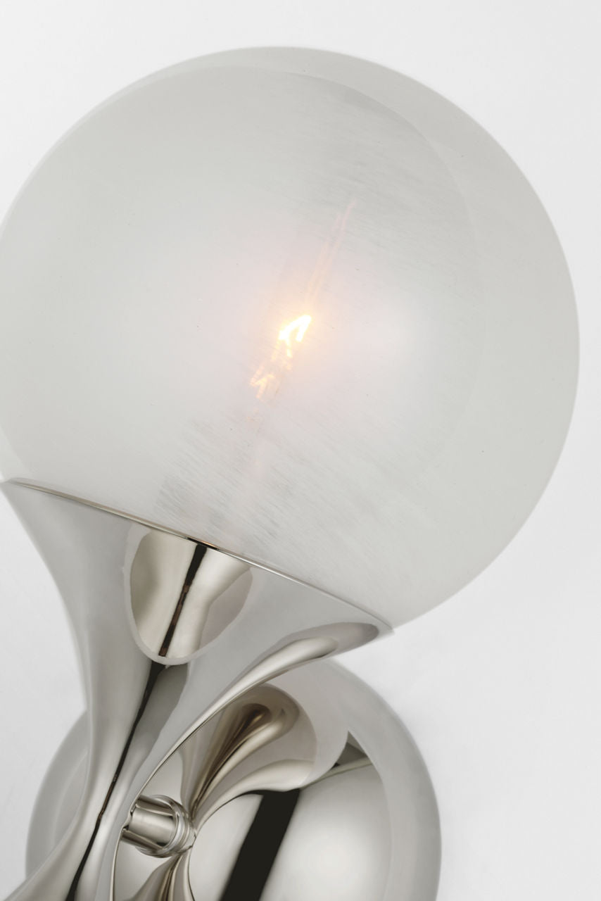 Cristol Small Double Sconce | Polished Nickel | White Glass