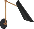 Franca Double Library Wall Light | Hand-Rubbed Antique Brass | Black Shade