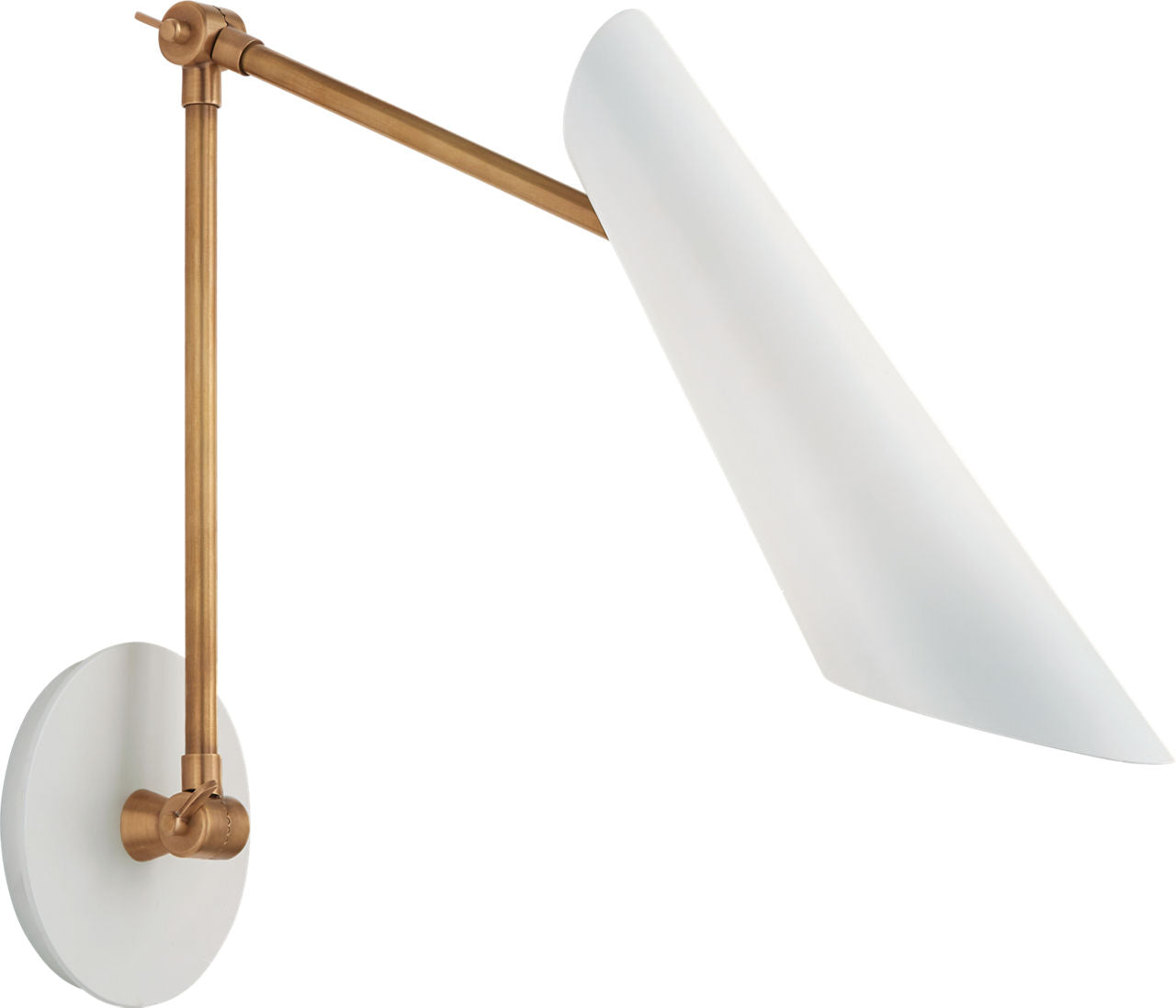 Franca Double Library Wall Light | Hand-Rubbed Antique Brass | White Shade