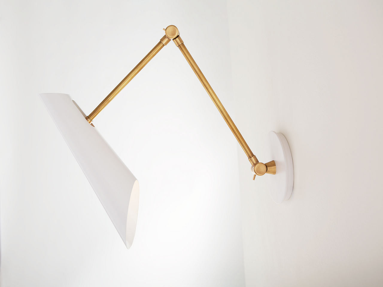Franca Double Library Wall Light | Hand-Rubbed Antique Brass | White Shade