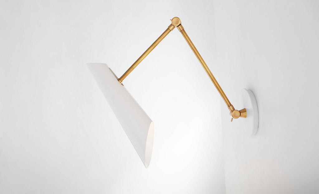 Franca Double Library Wall Light | Hand-Rubbed Antique Brass | White Shade