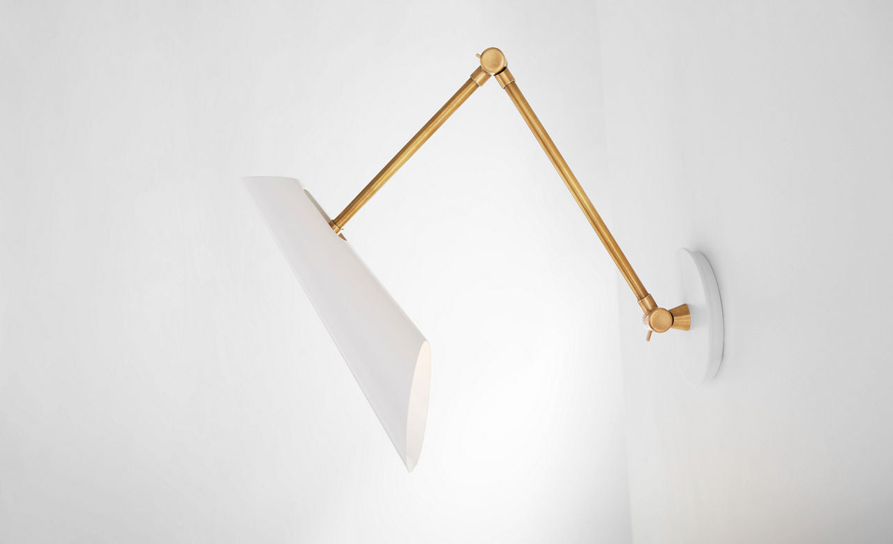 Franca Double Library Wall Light | Hand-Rubbed Antique Brass | White Shade